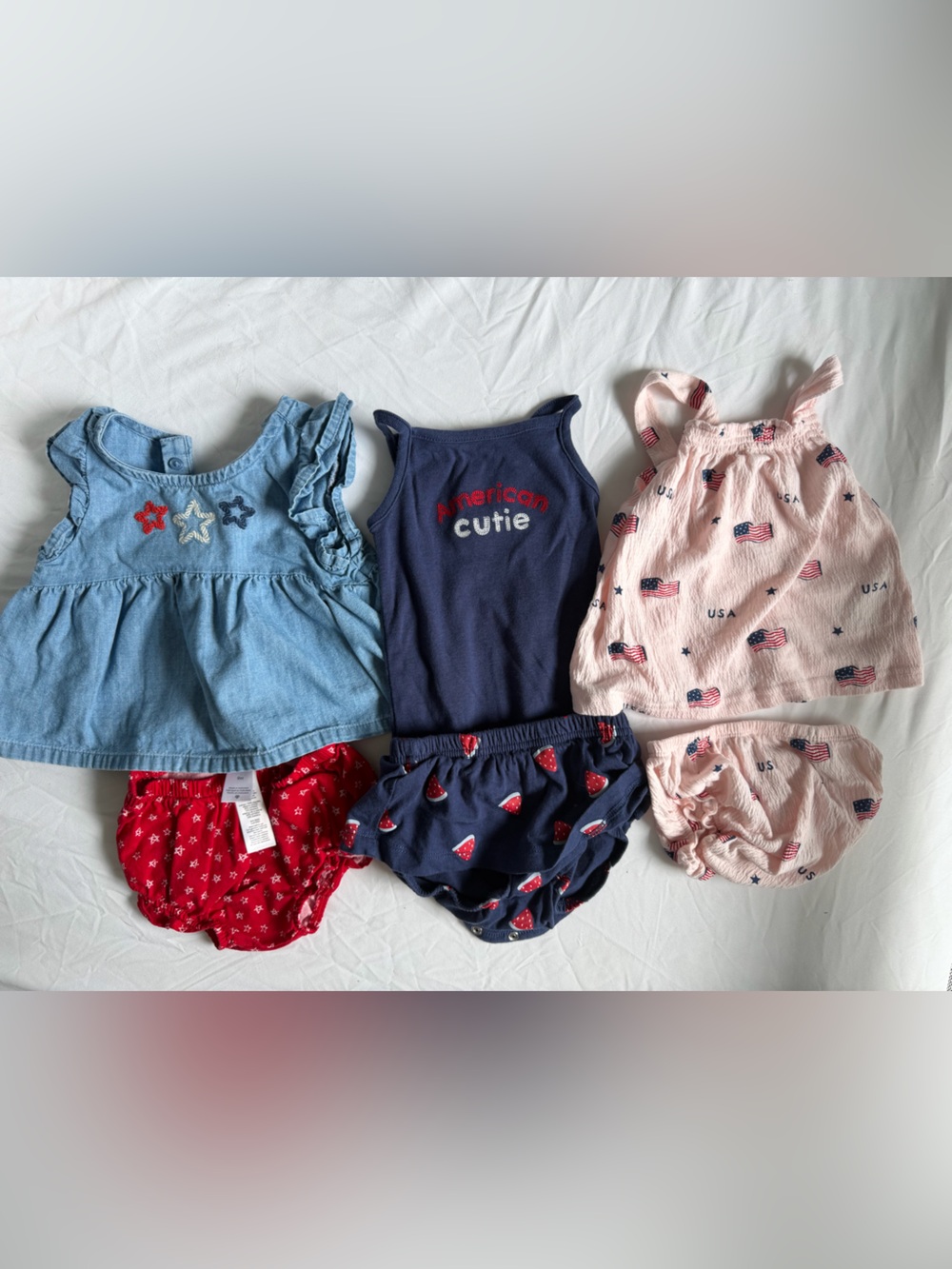 Carters Baby Girl bundle Outfit Set - Denim, Navy, Red & Pink